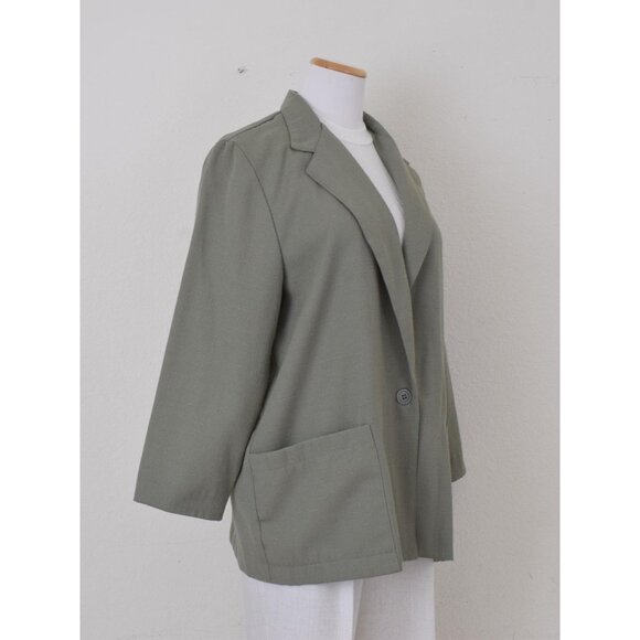 Vintage 80s Sage Green Lightweight Blazer by Briggs size 14P‎ - Picture 9 of 10
